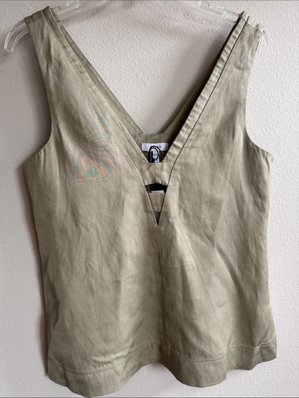 Reiss Light Olive V-Neck Sleeveless Tank